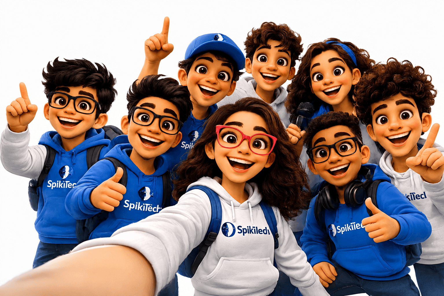 SpikiTech students — a group of happy young AI innovators