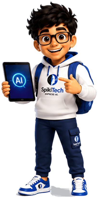 SpikiTech mascot pointing to an idea