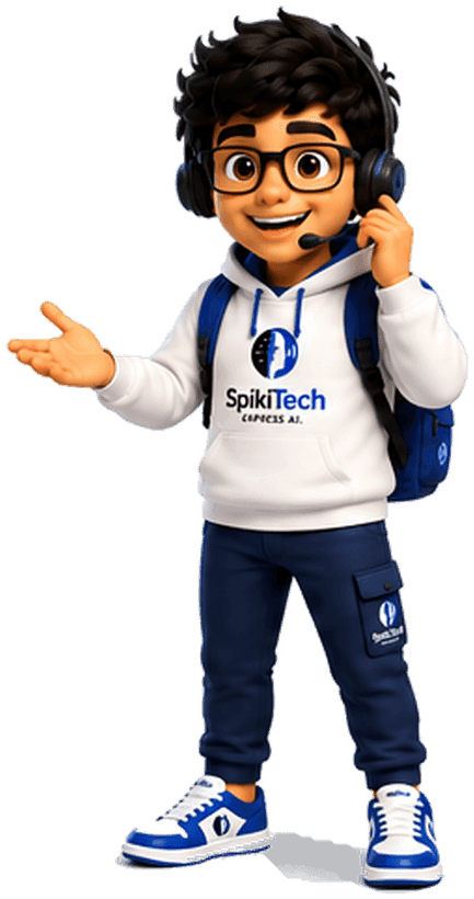 SpikiTech mascot pointing to the teaching approach cards