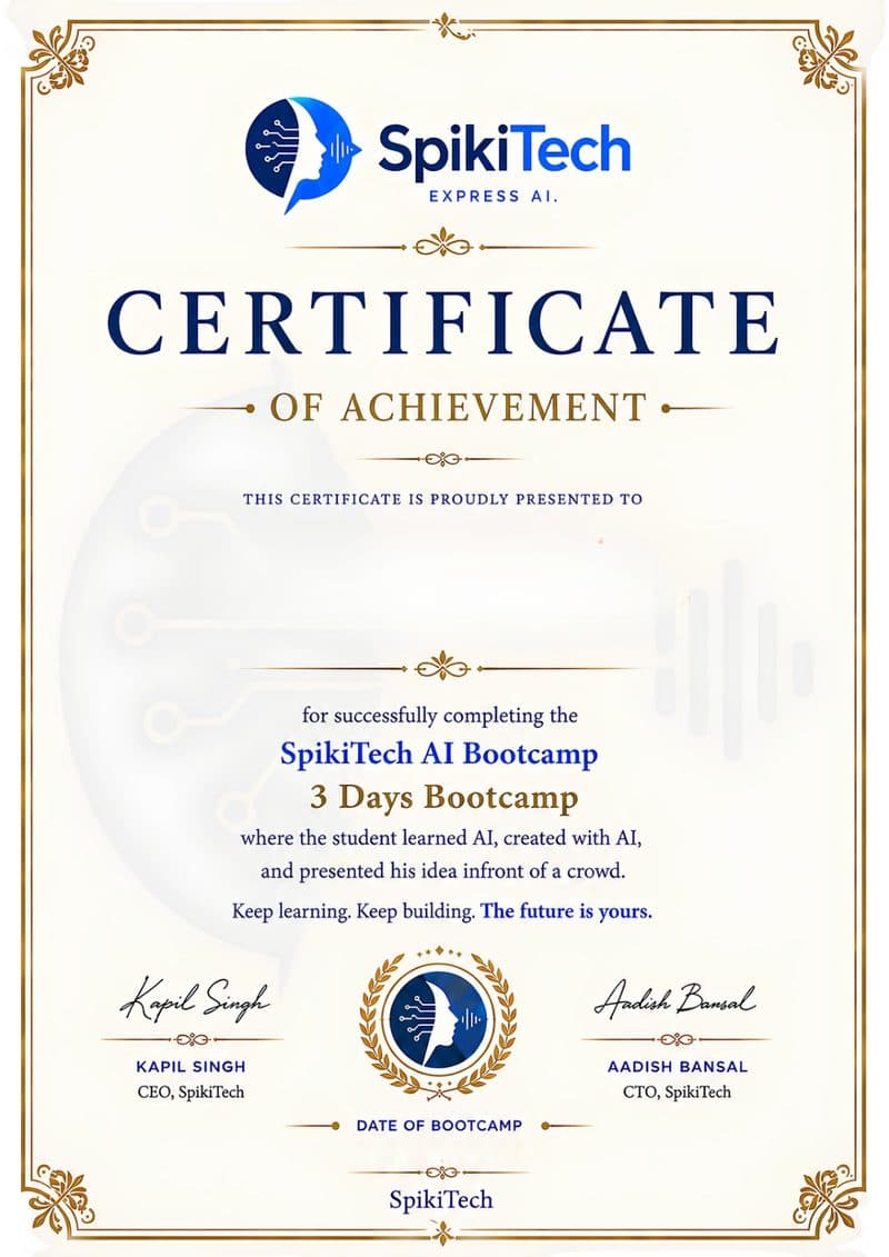 SpikiTech Certificate of Achievement