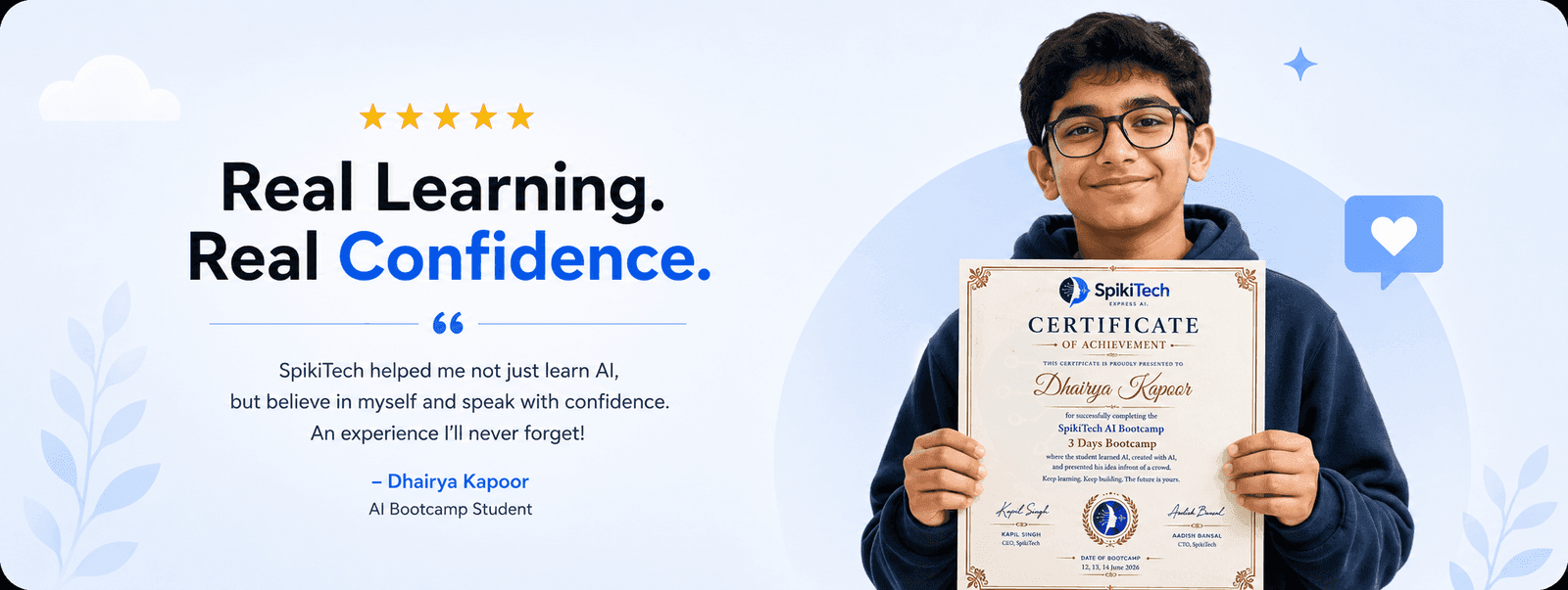 Discover why families love SpikiTech — students proudly holding their certificates